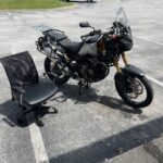 an africa twin, with the front fairings taken off,